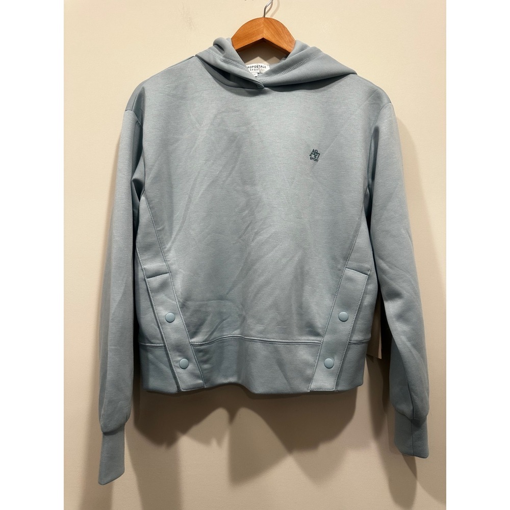 Aeropostale Sport Scuba Hoodie Womens Small Light Blue Snap Side WU60509 NWT
